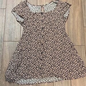 Aeropostale Leopard Print Button Front Mini Dress - Beige & Black